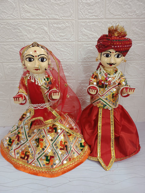 Traditional Rajasthani Handmade Wooden Isar Gaur for Pooja and Festivals - Gangaur 16 inch