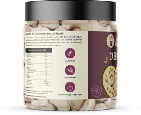 Premium Quality Cashew Nuts  250g| 100% Natural Kaju | Nutrient-Rich | Perfect for Snacking and Cooking