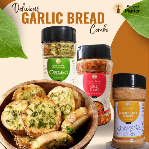 Oregano 60g Roasted Garlic powder 100g, Chilli Flakes 60g - Garlic Bread Combo