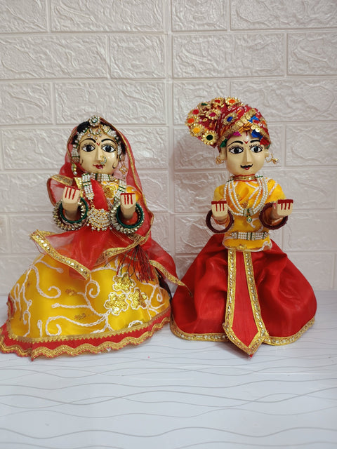 Traditional Rajasthani Handmade Wooden Isar Gaur for Pooja and Festivals - Gangaur 13 inch - Premium