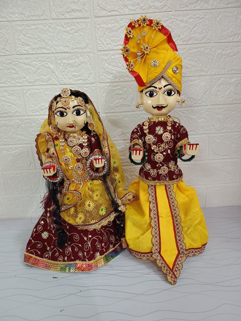 Traditional Rajasthani Handmade Wooden Isar Gaur for Pooja and Festivals - Gangaur 16 inch - Premium