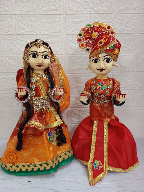 Traditional Rajasthani Handmade Wooden Isar Gaur for Pooja and Festivals - Gangaur 16 inch - Premium