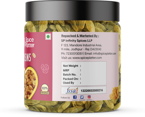 Premium Quality Green Raisins 250g | 100% Natural Kishmish | Sweet Flavor | Healthy Snacking | Spice Platter
